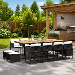 Comfortable Black Outdoor Dining Set with Cushions