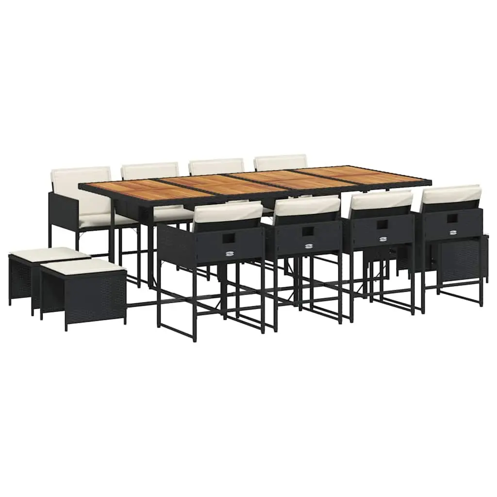 Black Outdoor Dining Set with Cushions