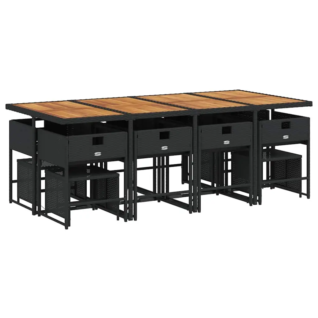 Black Outdoor Dining Set with Cushions