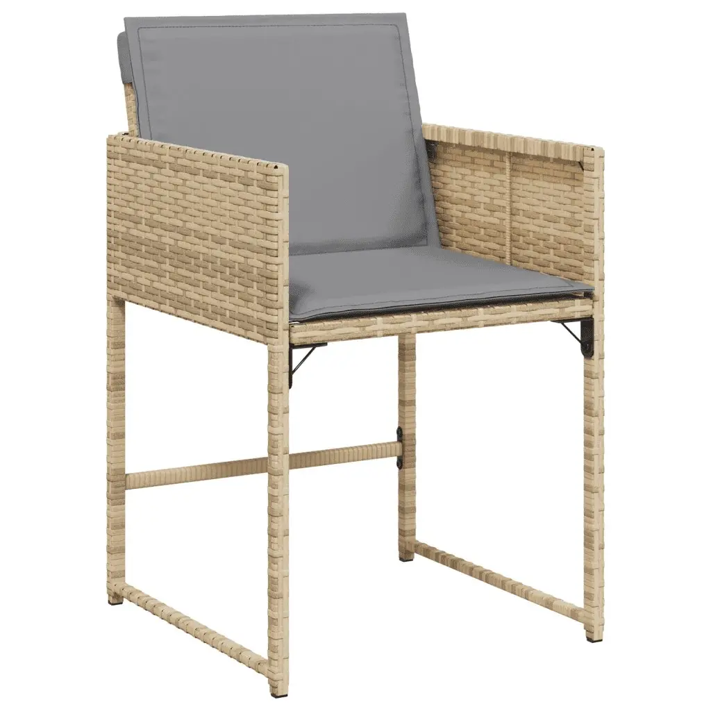 Outdoor Furniture Dining Set 9 Piece Table Chairs Cushions Beige Poly Rattan