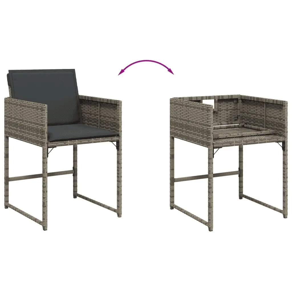 9 Piece Grey Garden Dining Set with Cushions for Outdoor Use Poly Rattan Furniture