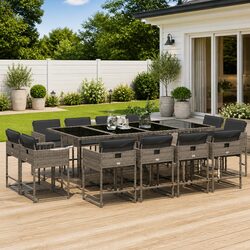 Versatile 13 Piece Outdoor Dining Set - Grey Rattan