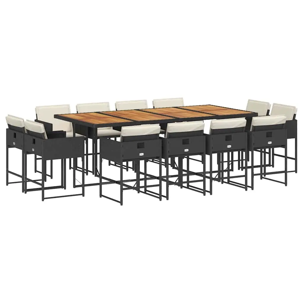 Garden Dining Set 13 Piece Outdoor Furniture Al Fresco Dining Black Poly Rattan Chairs Table