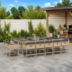 Comfortable 15 Piece Garden Dining Set for Outdoors