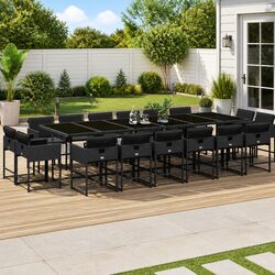 Comfortable 17-Piece Garden Dining Set with Cushions
