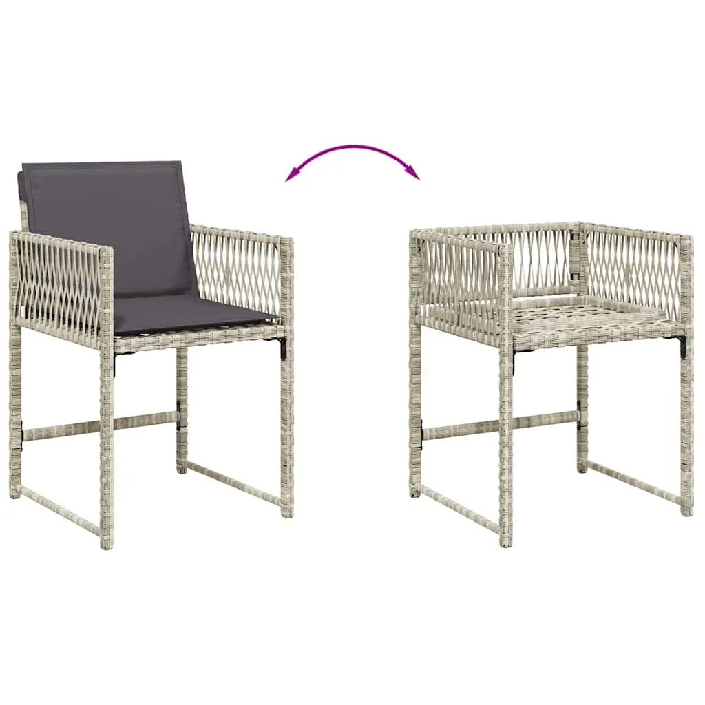 5 Piece Garden Dining Set Outdoor Furniture Grey Poly Rattan Table and Chairs with Cushions