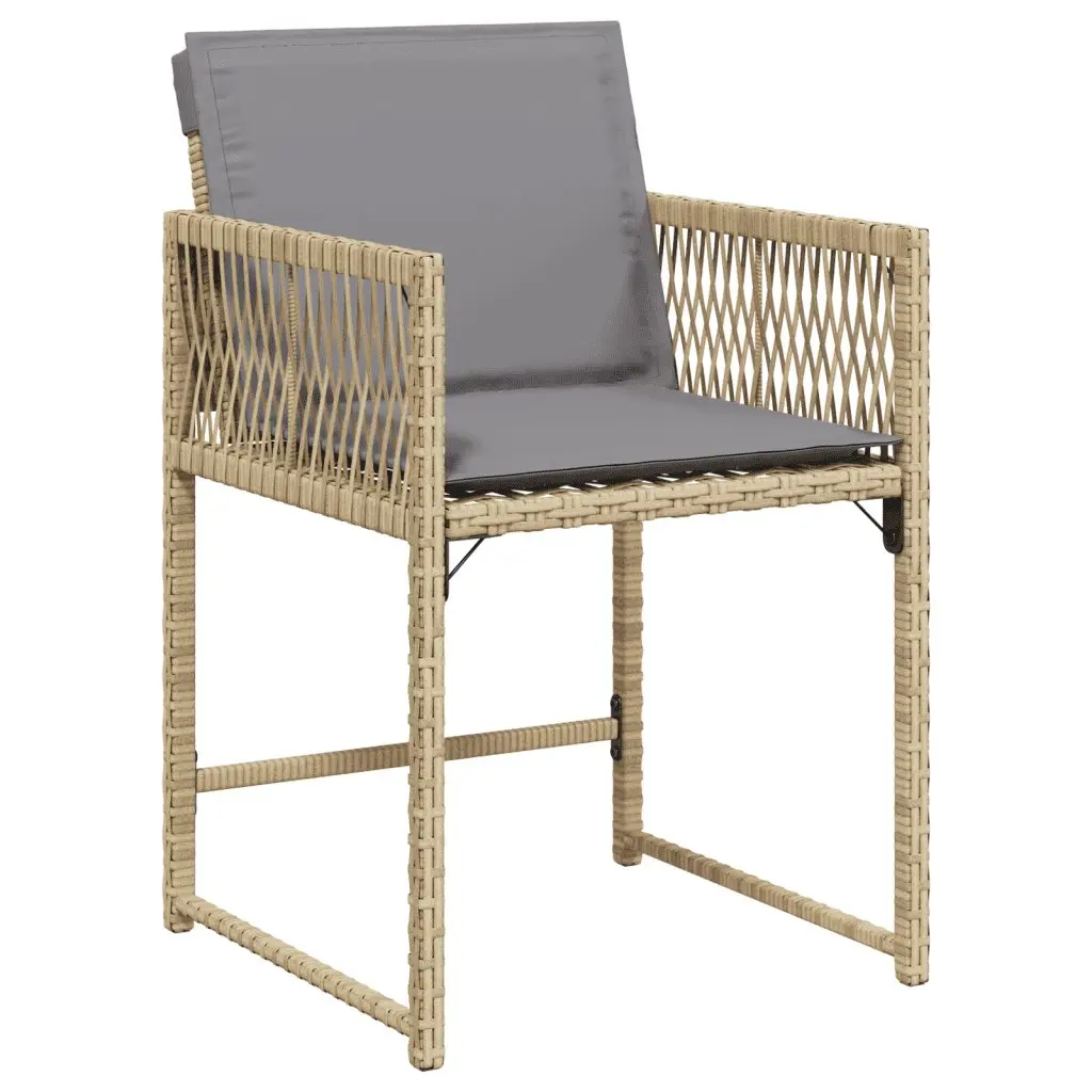 5 Piece Garden Dining Set Outdoor Patio Furniture Cushioned Beige Poly Rattan