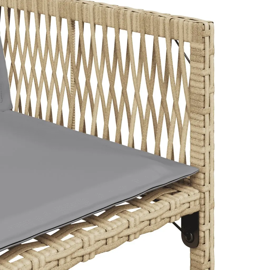5 Piece Garden Dining Set Outdoor Patio Furniture Cushioned Beige Poly Rattan