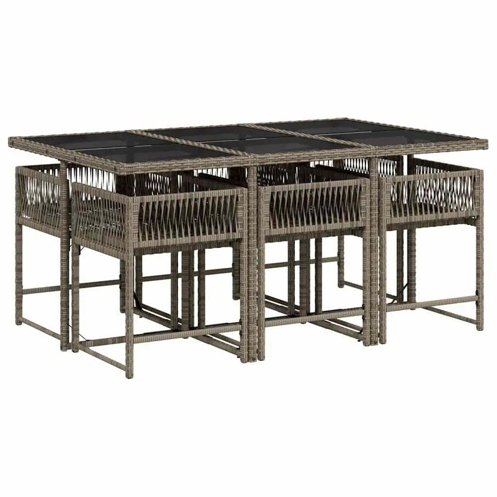 Outdoor Dining Set 7 Piece Grey PE Rattan with Cushions for Al Fresco Dining