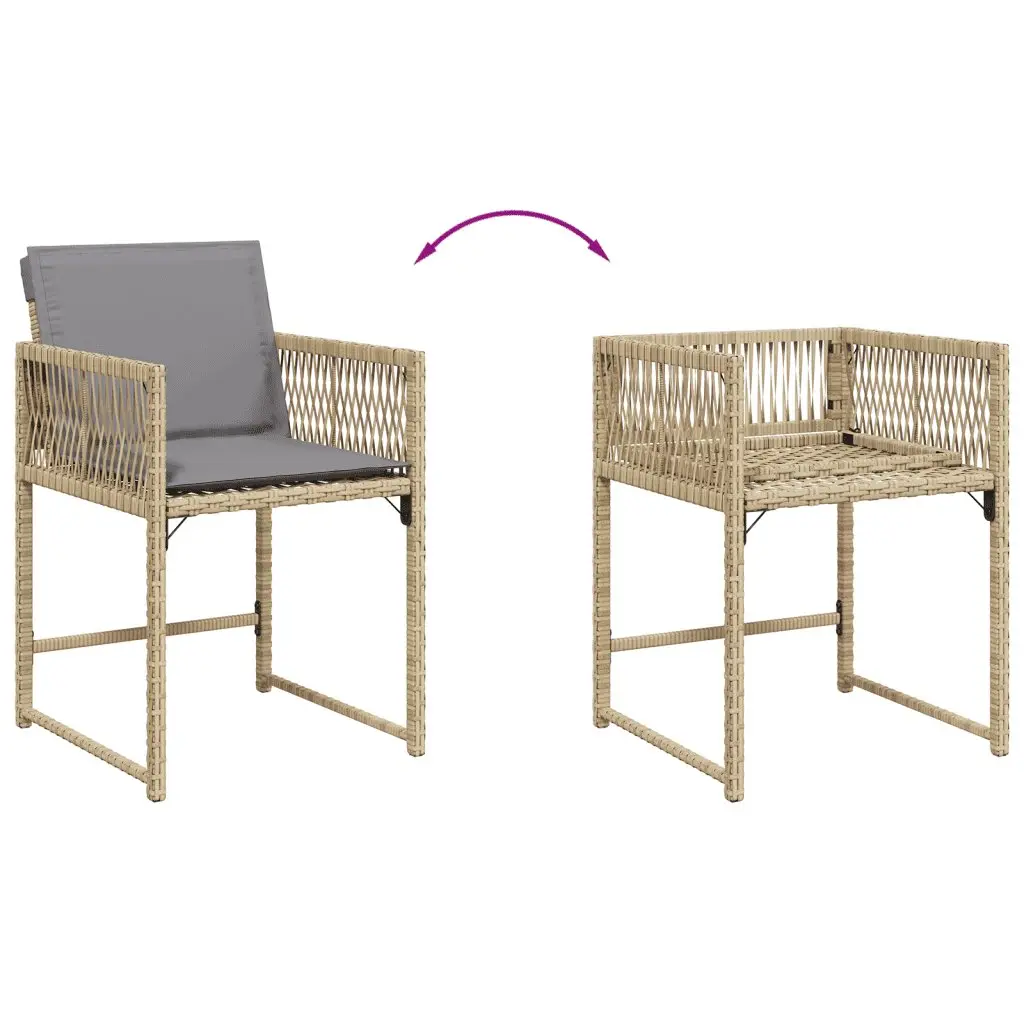 Garden Dining Set 9 Piece Outdoor Patio Furniture Beige Poly Rattan Cushions