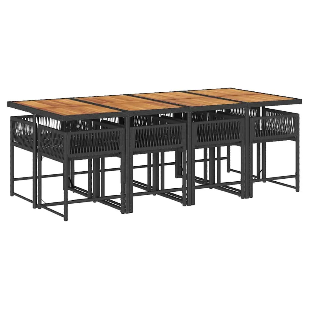 Garden Dining Set 9 Piece Outdoor Patio Furniture PE Rattan Black