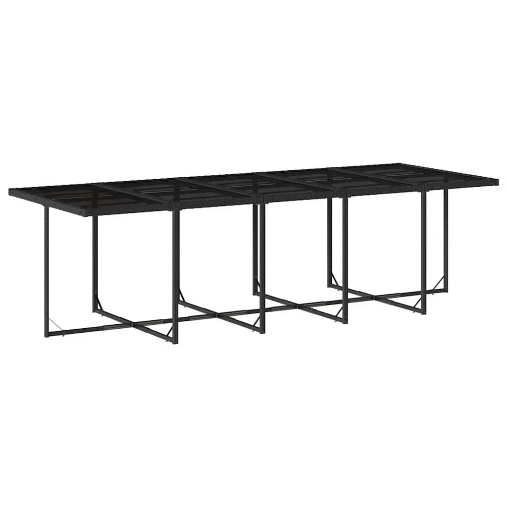 Garden Dining Set 11 Piece Outdoor Furniture Black Poly Rattan Chairs Table