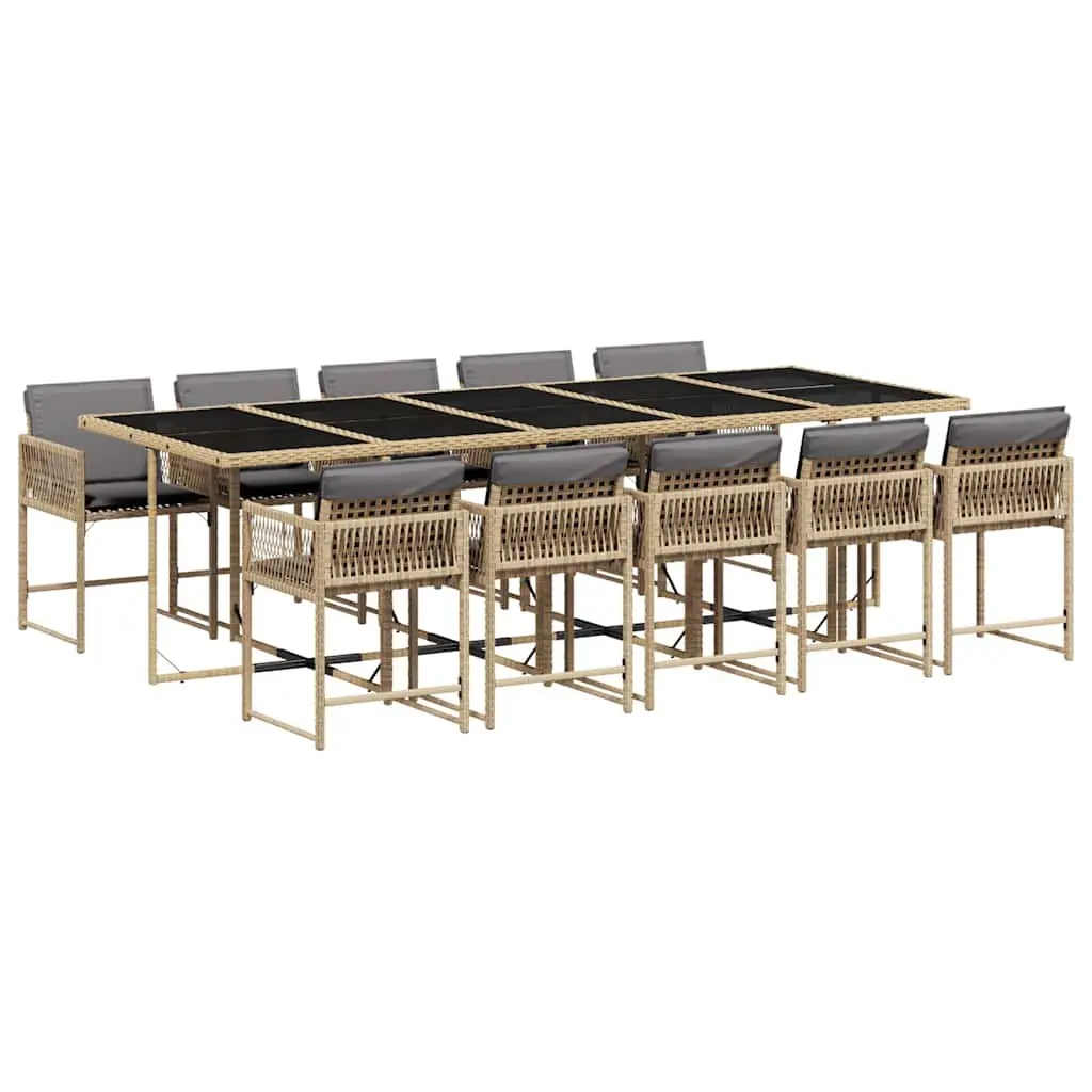 Outdoor Furniture Dining Set 11 Piece PE Rattan Chairs Table Beige
