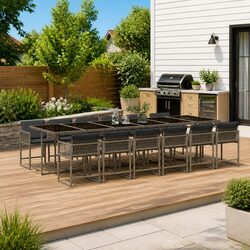 Reliable Grey Garden Dining Set with Cushions Included