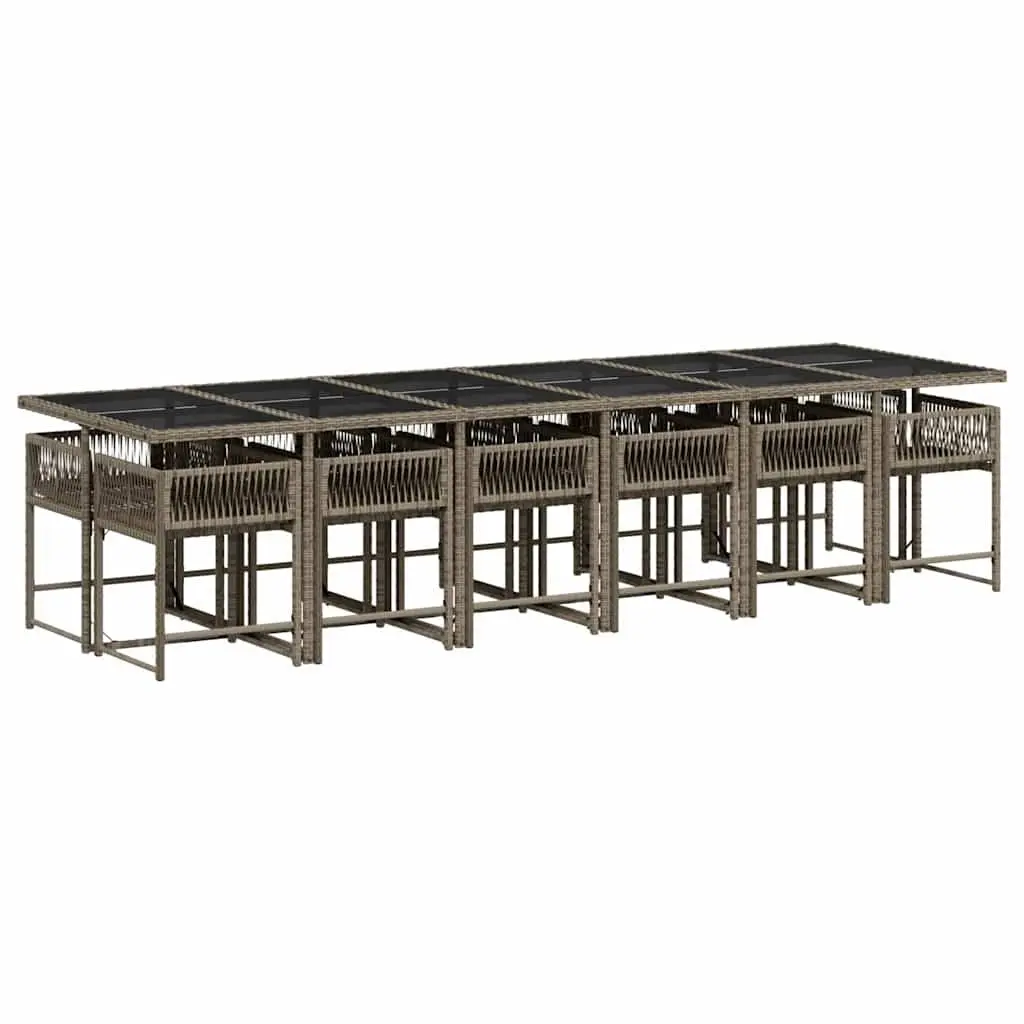 Garden Dining Set Outdoor Use 13 Pieces Grey with Cushions