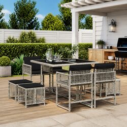 Comfortable 9 Piece Garden Dining Set - Perfect for Outdoors