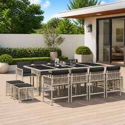Comfortable 13-Piece Garden Dining Set with Padded Cushions