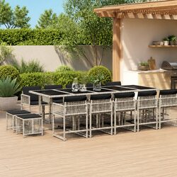 Warm and Practical 15 Piece Garden Dining Set in Grey