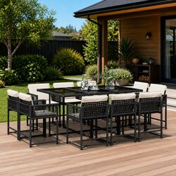 Comfortable 11 Piece Black Garden Dining Set for Relaxation