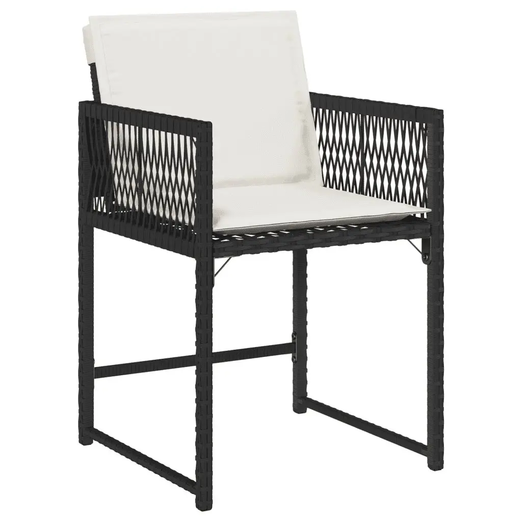 Outdoor Furniture Set Black Poly Rattan 11 Piece Garden Dining Set with Table and Chairs