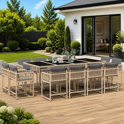 Comfortable 13-Piece Outdoor Dining Set with Storage
