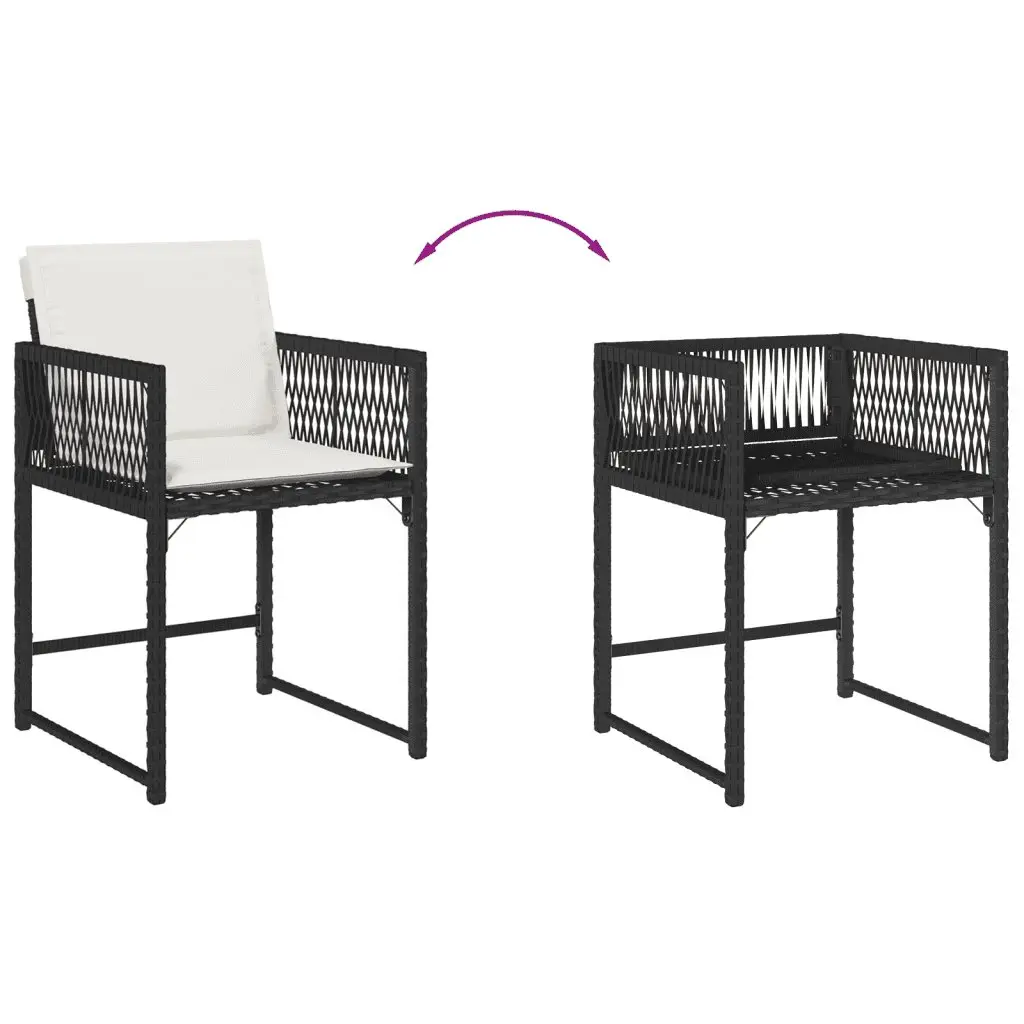 Garden Dining Set 15 Piece Outdoor Furniture Black PE Rattan Chairs Table