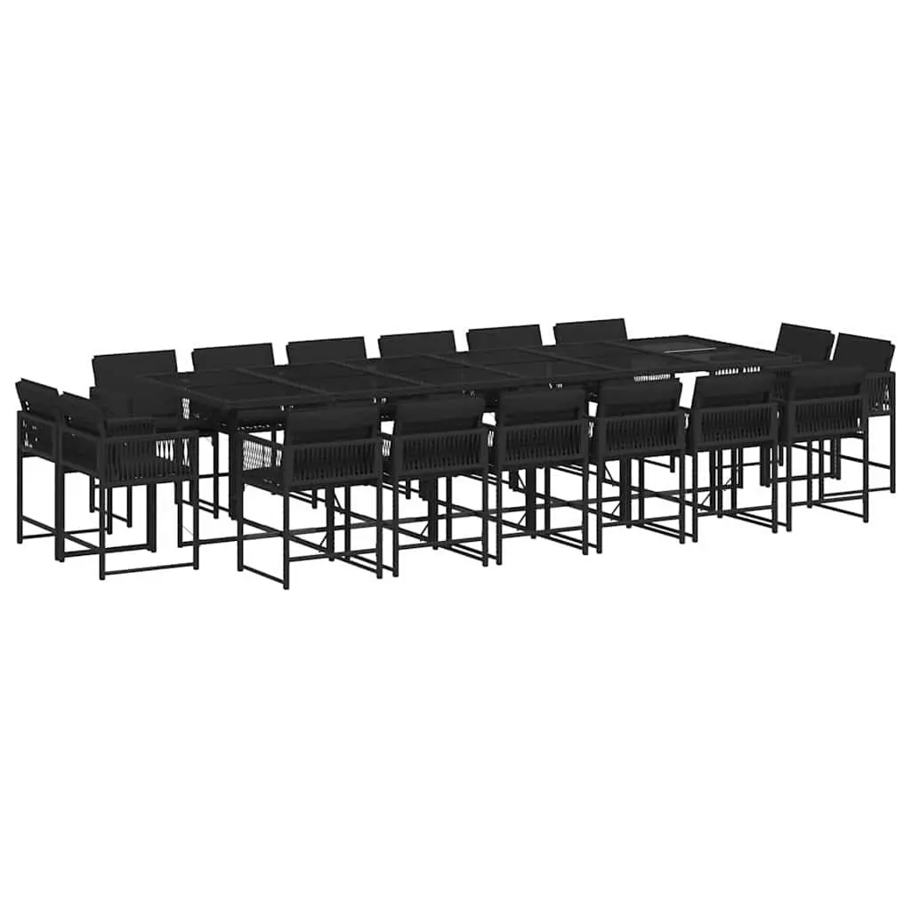 17 Piece Black Dining Set with Cushions