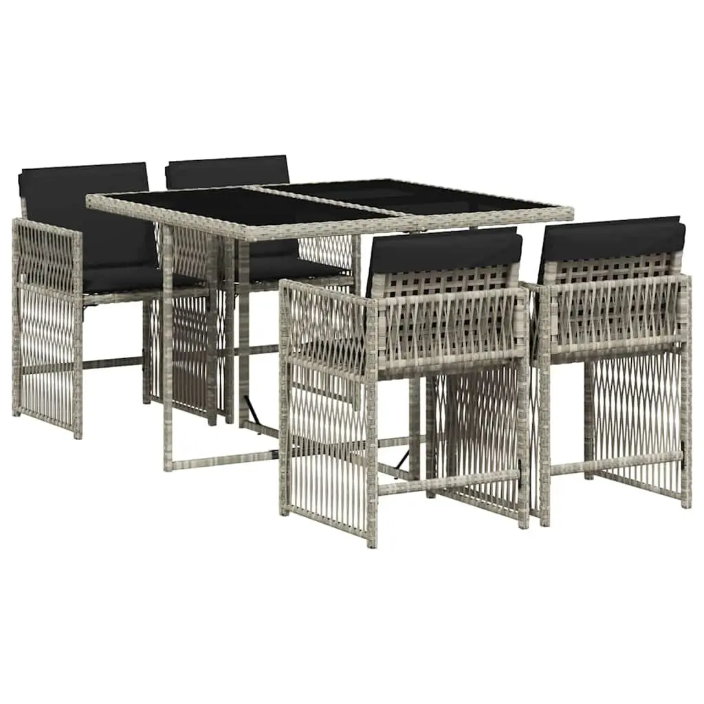 Outdoor Dining Set Garden Furniture 5 Piece Grey Poly Rattan Table Chairs