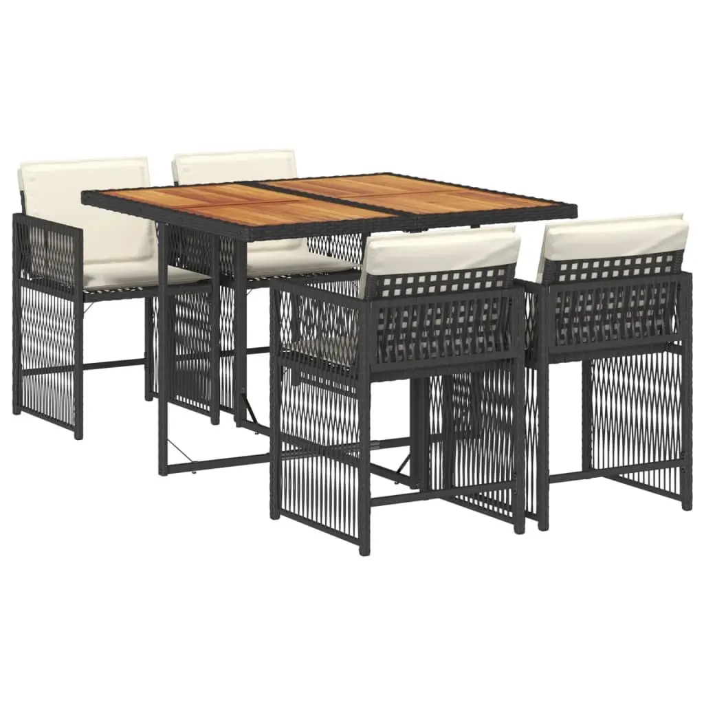 Garden Dining Set 5 Piece Outdoor Patio Furniture Black Poly Rattan Chairs Table