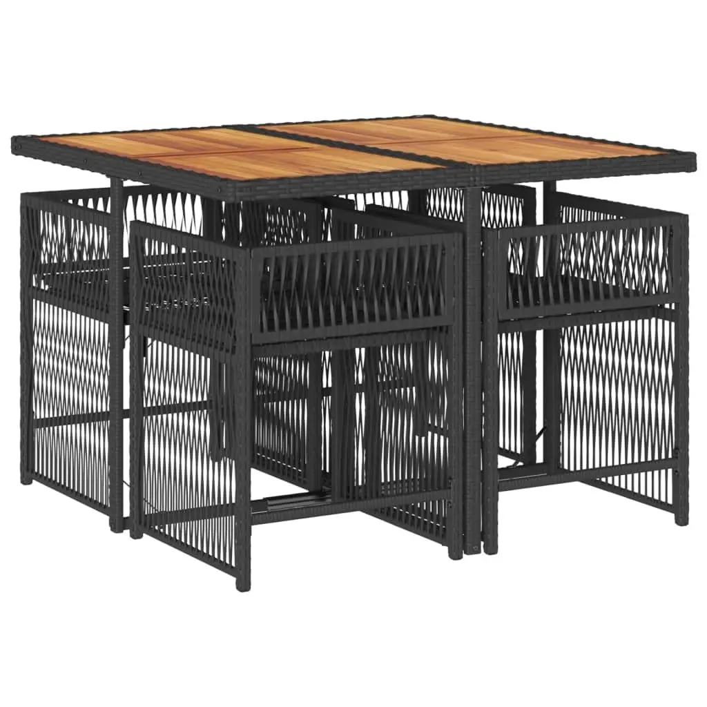 Garden Dining Set 5 Piece Outdoor Patio Furniture Black Poly Rattan Chairs Table