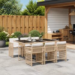 Comfortable 7 Piece Beige Garden Dining Set for You
