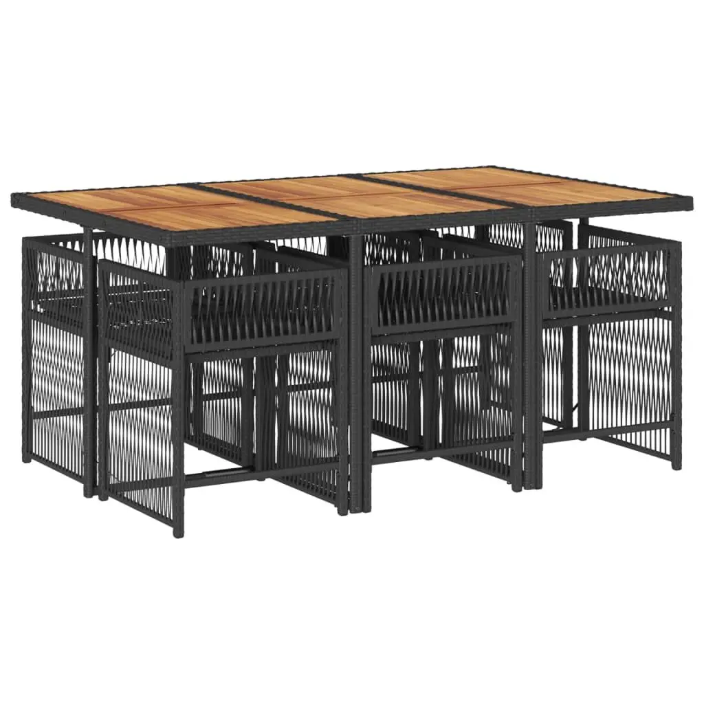 7 Piece Garden Dining Set Outdoor Furniture Patio Table with Cushions Black