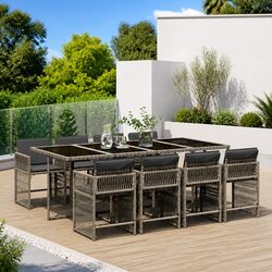 Reliable and Comfortable 9 Piece Grey Garden Dining Set