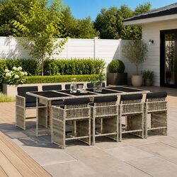 Comfortable 9 Piece Outdoor Dining Set in Grey