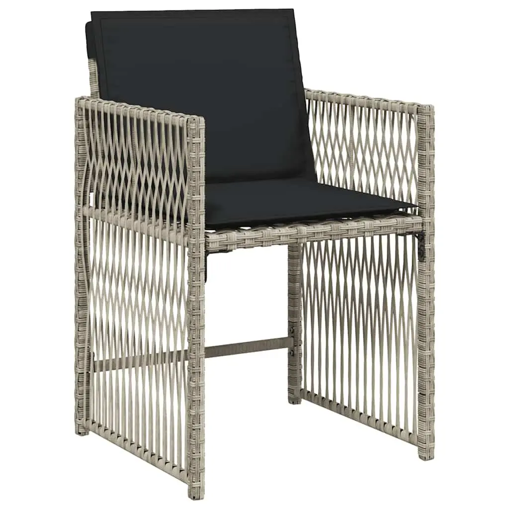 Outdoor Furniture Set 9 Piece Grey Rattan Dining Chairs Table for Garden Patio