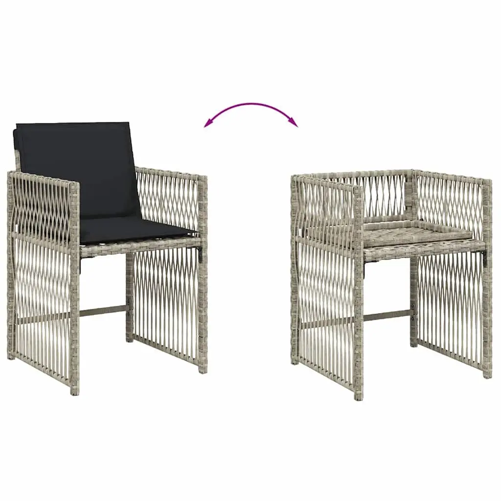 Outdoor Furniture Set 9 Piece Grey Rattan Dining Chairs Table for Garden Patio