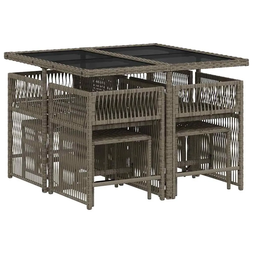 Outdoor Garden Dining Set 9 Piece Al Fresco Dining Grey Poly Rattan Furniture