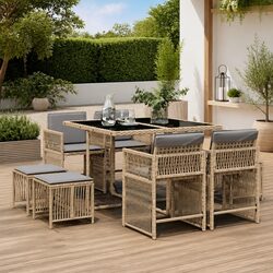 Comfortable 9 Piece Garden Dining Set at a Great Value