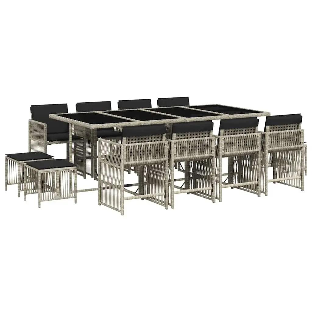 Outdoor Dining Set 13 Piece Garden Furniture Grey Rattan Chairs and Table
