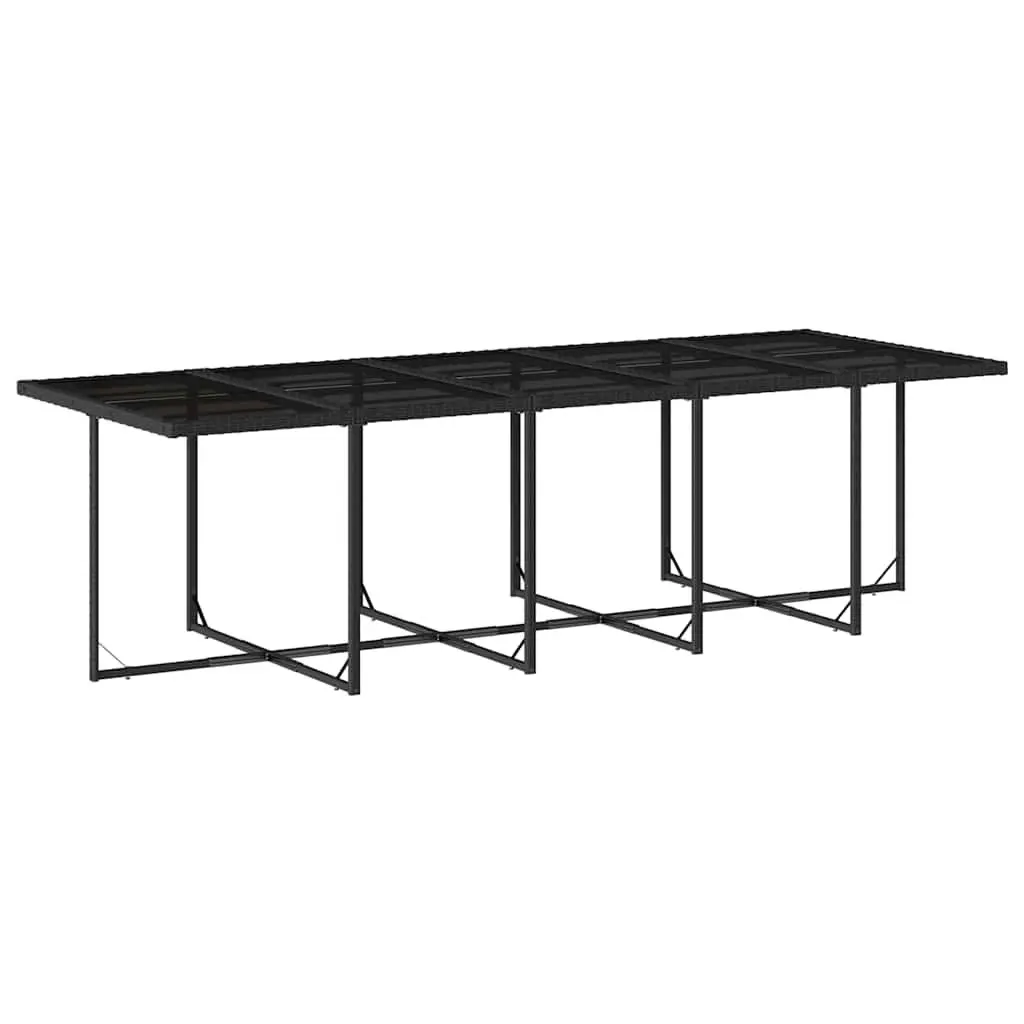 15 Piece Garden Furniture Set Black Poly Rattan Dining with Cushions Outdoor Patio