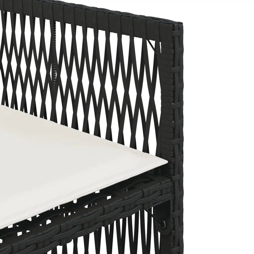 Outdoor Garden Dining Set 17 Piece Black Poly Rattan Chairs Table Cushions