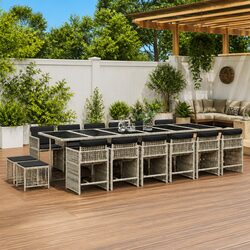 Comfortable and Practical 17-Piece Grey Garden Dining Set