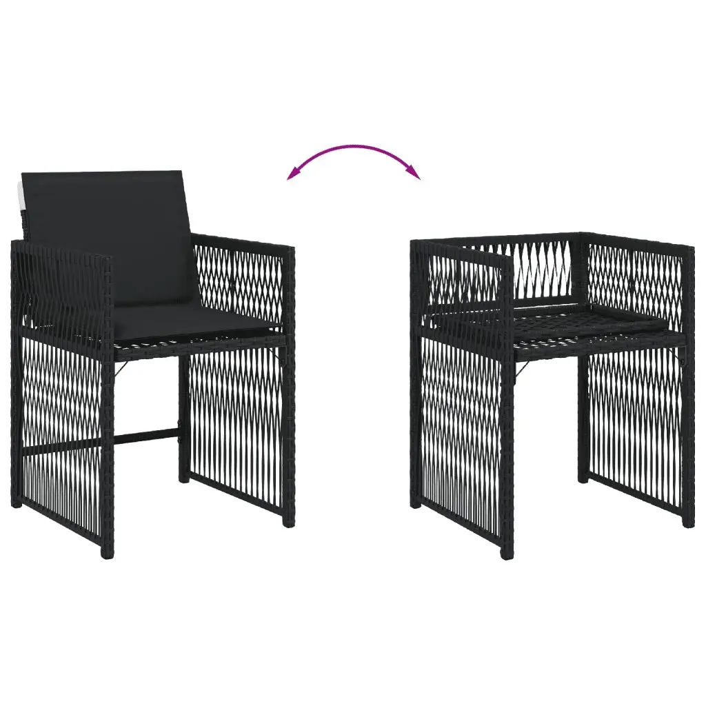 Garden Dining Set 9 Piece Outdoor Patio Table Chairs Cushions Black