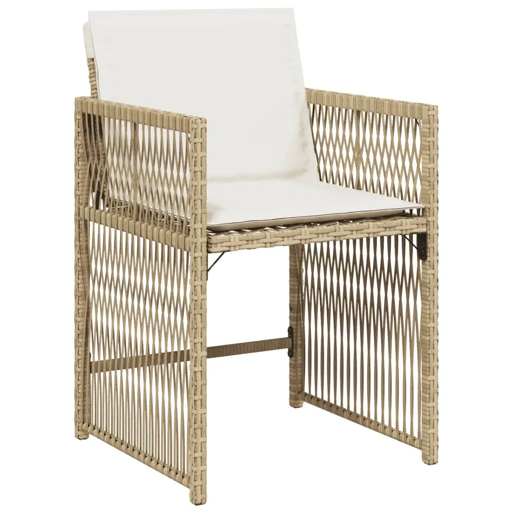 9 Piece Garden Dining Set Outdoor Patio Furniture Beige Poly Rattan Chairs Table