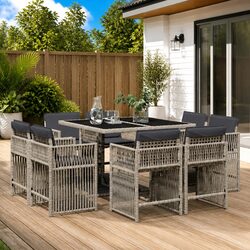 Practical 9 Piece Outdoor Dining Set with Cushions