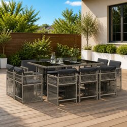 Value and Comfort: 11-Piece Grey Outdoor Dining Set