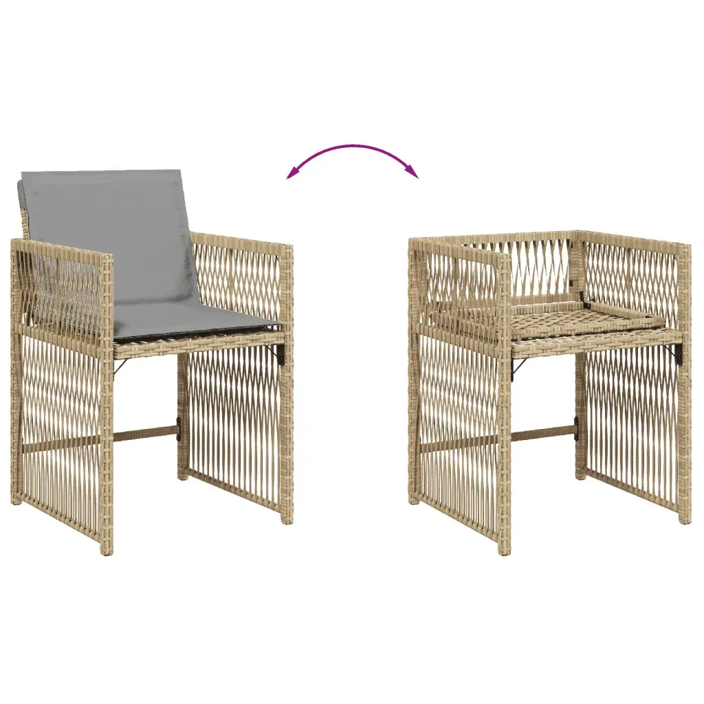 Outdoor Dining Set 11 Piece Garden Furniture Beige Poly Rattan with Cushions