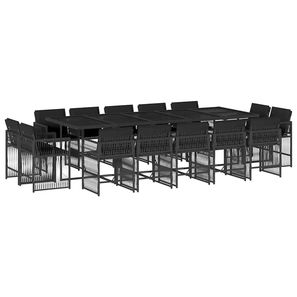 Garden Dining Set 15 Piece Outdoor Furniture Patio Table Chairs Black