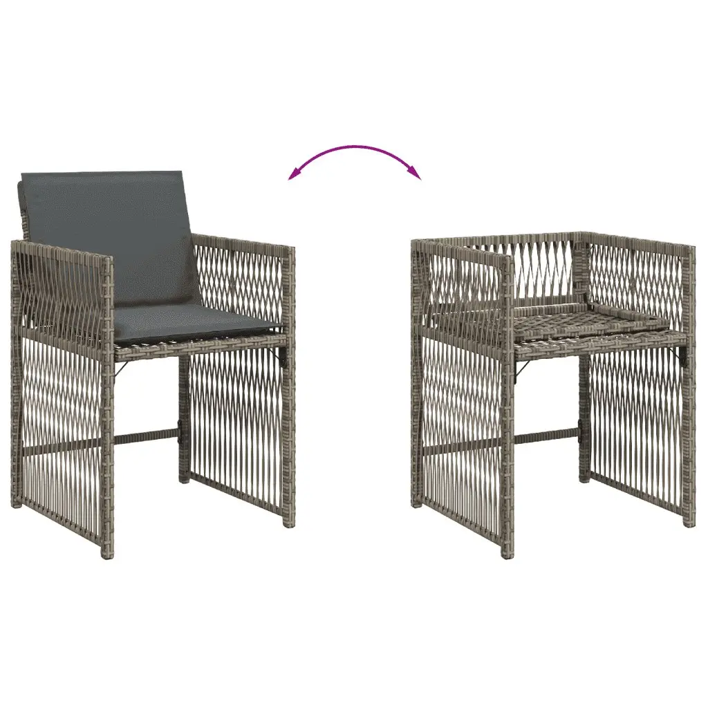 Garden Dining Set 15 Pieces Outdoor Furniture Grey Poly Rattan with Cushions