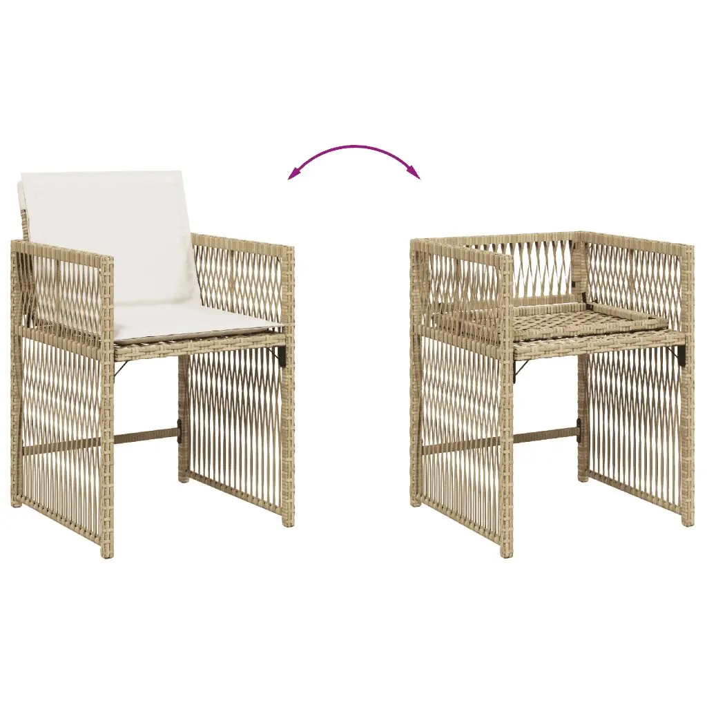 Outdoor Furniture Set 17 Piece Beige Rattan Dining Set with Cushions for Garden and Patio